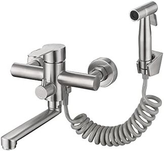 HomeLava Robinet de cuisine Fixation murale de cuisine avec pistolet pulvérisateur et 2 types de jets d'eau Bec orientable à 360° court 18cm Fixation de cuisine en acier inoxydable pour évier