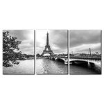 Pacimo Paris Cityscape Canvas Wall Art Vintage Eiffel Tower Wall Decors French Landscape Canvas Painting Prints on Canvas for Home Office Decorations Stretch and Framed Ready to Hang - 20" x 28" x 3