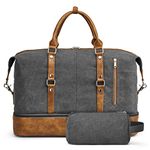 S-ZONE Weekender Bag for Women Men Canvas Travel Duffle Overnight Carry On Tote Bag with Toiletry Bag