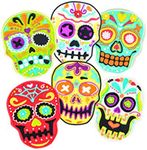 Tovolo 81-22492 Reversible Templates Set of 6 Stamps, Dia de Los Muertos Sugar Skull Cookie Cutter, Dishwasher-Safe, Plastic, Lime/White