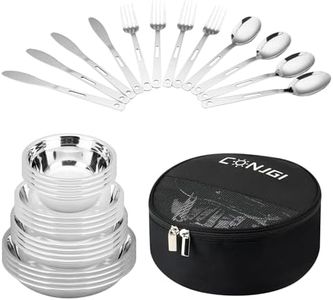 Camping Mess Kits - 28pcs Camping Dinnerware Set Camping Gifts Camping cookware Sets Camping Accessories Camping Cooking Utensils Set Bowls, Plates, Knives, Forks, Spoons (Black)