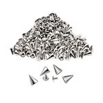 zhuohai 100 Pairs Cone Spikes Screwback Studs, Cone Silver Studs and Spikes Punk, DIY Leather Craft Cool Rivets Punk(7X10mm)