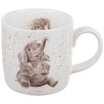 Wrendale by Royal Worcester Bone China Mug Role Model Elephants, Multi-Colour,11 oz