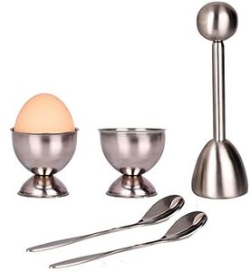 Egg Cutter Topper Set Egg Cracker for Soft & Hard Boiled Eggs Include 2 Egg Cups, 2 Spoons, 1 Topper Cutter Peeler Eggs Opener