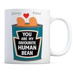 EasyInkPress My Favourite Human Bean Personalised Mug, Customised Mug with Name Initials, Ceramic Coffee Personalised Cup, Custom Couples Gift for Boyfriend Girlfriend Husband Wife