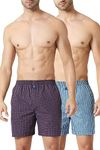 Van Heusen Men Boxer Shorts - 100% Combed Cotton - Pack of 2 - Side Pocket, Superior Lustre, Checkered_10111_CCK31A, CCK31B_L