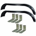 AB Tools Pair 10" Twin Wheel Tandem Mudguards 48" x 7" And Fender Wing (SMALL) Brackets 6pc