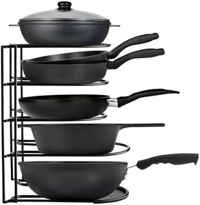 Extreme Matters Heavy Duty Pot and Pan Organizer Holder - Holds Cast Iron Skillets, Pots, Frying Pan, Lids - Durable Steel Construction Griddles and Shallow Pots - Space Saving Kitchen Storage - Black