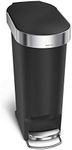 simplehuman 40 Liter / 10.6 Gallon Slim Kitchen Step Rubbish Bin with Liner Rim, Black Plastic