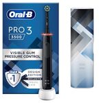Oral-B Pro 3 Electric Toothbrush For Adults, 1 Cross Action Toothbrush Head & Mondrian Travel Case, 3 Modes with Teeth Whitening, 2 Pin UK Plug, 3500
