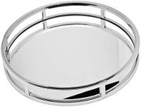 Godinger Decorative Tray, Perfume Tray, Vanity Tray, Round Home Decor Tray - Aspen Collection, Silver, 13"