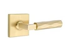 Emtek Select Privacy, Square Rosette, L-Square Stem, Tribeca Lever (Right Hand, Satin Brass)