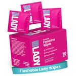 Lady Parts Feminine Wipes - Flushable Wet Wipe for Women - Ph Balance for Privates, Body, Booty, & Face - Good for Travel & Intimate Areas - Stay Fresh & Clean - 20 Wipes