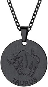 Layered Layering Necklace Taurus Zodiac Coin Necklace Black Constellation Horoscope Pendant Women Personalized Custom Name Jewelry