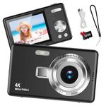 Digital Camera - 1080P FHD Compact Camera 44MP Camera with 2.4" LCD Screen16X Digital Zoom Simple Vlogging Camera Portable Camera with 32gb SD Card for Kids Teen Students Beginner Boys Girls (Black)