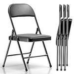 Nazhura 4 Pack Folding Chairs with Padded Cushion and Back, Padded Folding Chairs for Home and Office, Indoor and Outdoor Events (Black, 4 Pack)