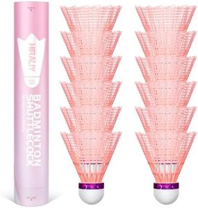 HIRALIY 12 Pack Badminton Birdies, Nylon Durable Shuttlecocks for Backyard & Baseball Batting Practice, Wind Resistant Speed 77 Pink Bulk Ball Set for Family, Beginners & Outdoor Sports (12, Pink)