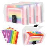 LISSUDA 4 Pack Expanding File Folder A6 13 Pockets Accordion Receipt File Organiser Portable Rainbow Document Organiser with Labels Index Wallet Case for Flash Card Bills Cards 18x11x3cm