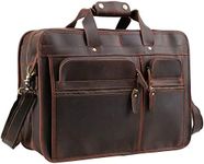 Tiding Leather Briefcase for Men Vintage 15.6" Laptop Messnger Bag Work Business Travel Handbag Shoulder Bag