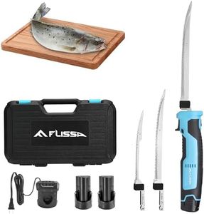 FLISSA Cordless Electric Fillet Knife for Fish with 8" and 10" Stainless Steel Blades, Rechargeable Electric Knife with Non-Slip Handle, 2 Packs Long Lasting Lithium-ion Battery, Portable Carry Case