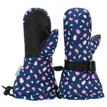 JAN & JUL Toddler Ski Mittens for Girls, Insulated and Waterproof (Terrazzo, M: 4-6Y)