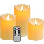 LED Candle Light, Outdoor Waterproof Candle, Flashing LED Candle, Battery Powered Candle with Remote Control and Timer, Ivory White Plastic, 10cm, 12.5cm, 15cm 3pcs