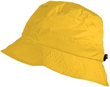 TOUTACOO, Bucket Rain Hat, Easy to Fold in its Integrated Pocket. Nylon Look, Yellow, Medium