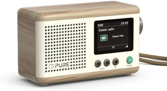 Pure Mini Radio numérique Portable Classique - Dab+ & FM - Bluetooth 5,3-15 Heures d'autonomie - 2 Options d'égaliseur - écran Couleur 2,4" - Sangle de Transport - Coton Blanc/chêne - Compact et léger