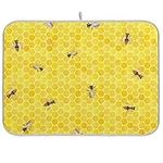 Dish Drainer Mat for Kitchen Counter Cute Bee Yellow Hive Dish Drying Mat 18 x 24 inch Dish Dry Mat Bottles Dish Dry Pad Protector for Kitchen Countertops