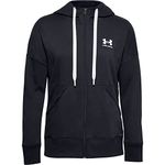 Under Armour Rival Fleece Fz Hoodie Warm-up Top, Women Black, Black / White / White (001), SM