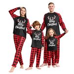 Matching Family Pajamas Set, 2023 Merry Christmas Pajamas for Women Men Elk Plaid Xmas PJ's Set Festival Holiday Loungewear Outfits