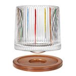 Rotatable Old Fashioned Glass Cup, 275ml/10oz Crystal Whiskey Glass, Wood Coaster, Thickening, Used as Rum Glass, Cocktail Cup, Coffee Cup, Milk Cup to Relax and Reduce Stress - 1 Piece