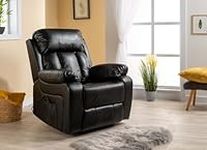 Sleep Factory's Manual Leather Recliner Chair with Massage and Heat in Black