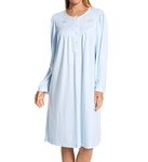 Miss Elaine Nightgown - Women's Nightgown, Honeycomb Knit Gown with Long Sleeves and Round Neckline, Women's Sleepwear, Blue, 3X