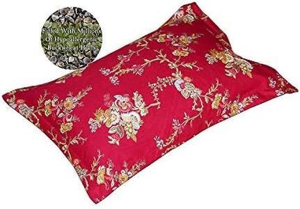 Oscar Home Buckwheat Pillow Filled Buckwheat Hulls for Neck Pain, Back Pain, Shoulder Pain, Sleeping Problem Size-13 W X 20" L-Red Floral Cover