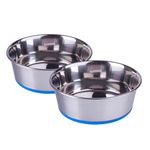 Pets Empire Heavy Dog Bowl | Dog Bowl Big, Dog Bowl Large Size |100% Silicon Bonded Rubber Base Stainless Steel | Dog Food Bowl | Feeding Bowls for Dog, Cats and Pet (Pack of 2 x 1600 ml)