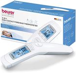 Beurer 3-in-1 Digital Thermometer - Non-Contact Infrared Thermometer w/Memory Slots - Large Display w/Fever Alarm, High Accuracy Forehead Thermometer for Adults and Kids (Forehead)