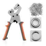 BEAMNOVA Grommet Plier 10.5mm Handheld Hole Punch Grommet Machine Hand Press Tool 500 Silver Grommets