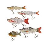 Lixada 5Pcs Fishing Lure Set with Storage Box Multi Jointed Segment Swimbait Lifelike Hard Bait Crankbait Treble Hooks for Bass Perch Trout