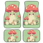 DISNIMO Mushroom Cat Car Floor Mats Front & Rear Full Set with Non Slip Rubber Backing, All Weather Protection Set of 4 for Women Men Automotive Carpet Car Accessories