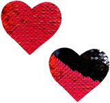 Neva Nude Sookie Red & Black Sequin I Heart U Nipztix Pasties Nipple Covers