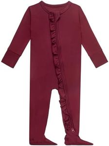 GUISBY Baby Girl Pajamas Long Sleeve with Double Zipper Pajamas Maroon 0-3 Months