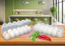HAPPI Transparent Plastic Egg Storage Box or Egg Tray for Refrigerator/Fridge with Lid Lock, Stackable Egg Holder Tray for 12 Egg Grids (Set of 2 Tray)