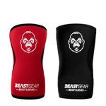 Beast Gear Sleeves 5mm Neoprene Double-Ply Compression Knee Sleeves for Support and Protection, Weightlifting, Crossfit, Powerlifting, Strongman, Squats, Deadlift, Olympic Lifting, L