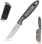 SDOKEDC Knives DC53 Steel Tactical Fixed Blade Knife with kydex sheath for Men EDC Outdoor Camping Survival Hunting (White stone wash)