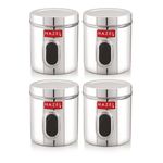 HAZEL Stainless Steel Transparent Kitchen Storage Containers with Air Tight Lid, 2400 ML, Set of 4