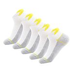 Jzy Qzn Mens Trainer Socks White Copper Added Low Cut Ankle Socks Anti-Blister Sports Socks Breathable Cotton Performance Running Socks 5 Pairs Yellow