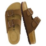 Cushionaire Women's Lane Cork Footbed Sandal With +Comfort, Brown Vegan Suede, 8.5