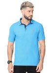 STELLERS Men's Golf Premium Polo T-Shirt Wrinkle Free Quick Dry Soft and Feather Touch Feel Regular Fit Dresden Blue Large