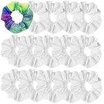 15PCS White Scrunchies for Tie Dye, Uramoto Cotton Elastic Hairbands Ponytail Holders Hair Ties, Hair Scrunchy Accessories for Women Girls, Hair Strapping, Hair Dress Supplies (White)